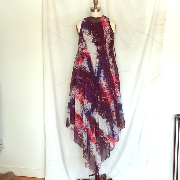 Pleated Handkerchief Hem Dress